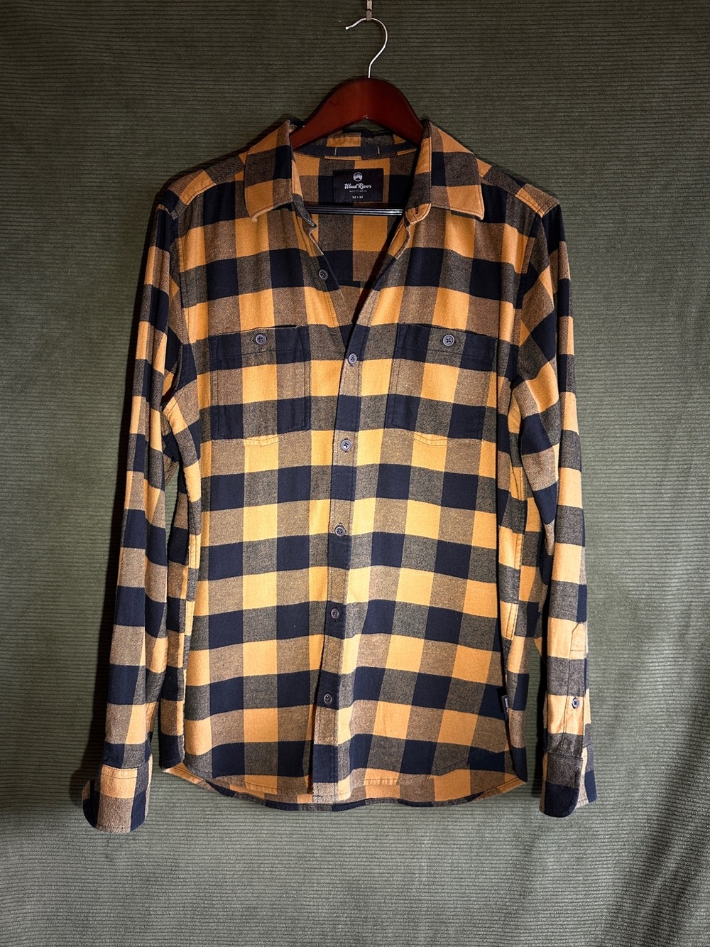 💨 WINDRIVER Black & Tan flannel Button-Up Shirt